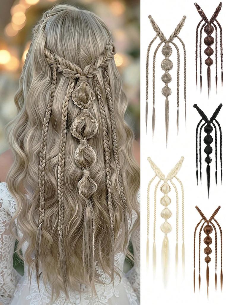 Clip-on Braided Hair Extensions - Bohemian-style Holiday Princess Braids