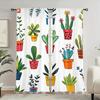 2Pcs Rod Pocket Potted Plant Print Curtains, Contemporary Polyester Drapes, Machine Washable, Easy Install, No Power Needed