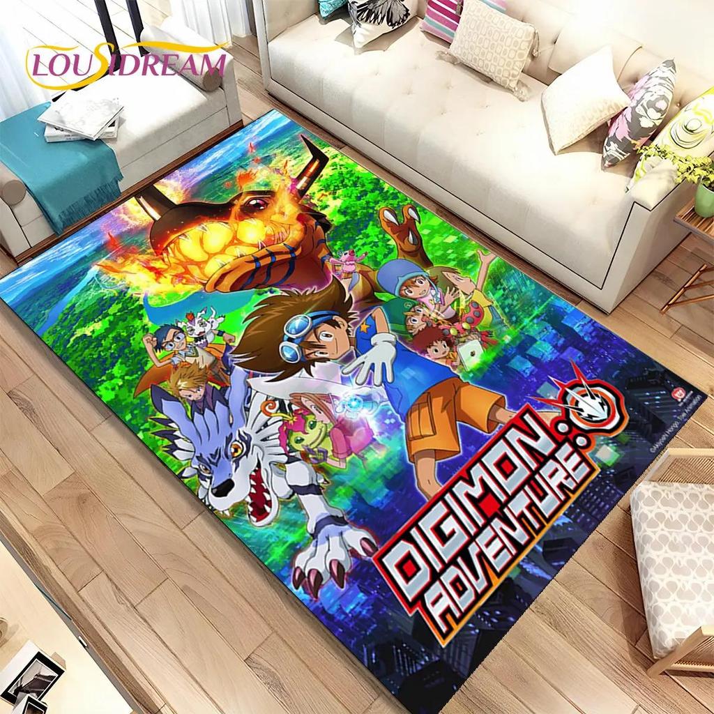 Çizgi Film Digimon Adventure Alan Halısı Büyük, Oturma Odası Yatak Odası Kanepe Giriş Halısı Dekorasyonu için Halı, Kaymaz Zemin Matı Kaplaması 3D