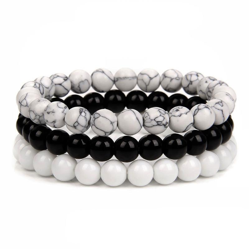 Geometric Agate Beaded Bracelet Set With Turquoise And Amethyst For Men And Women