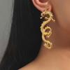 Retro European & American Snake-Shaped Statement Earrings: Trendy Metal Geometric Studs with a Touch of Vintage Charm