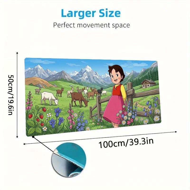 Heidi Alps Cartoon Large Size Mouse Pad Large Gaming Table Cushion Non-slip Laptop Tablet Big Mousepad XXL Mat Mini PC Playmat With Lock Edge