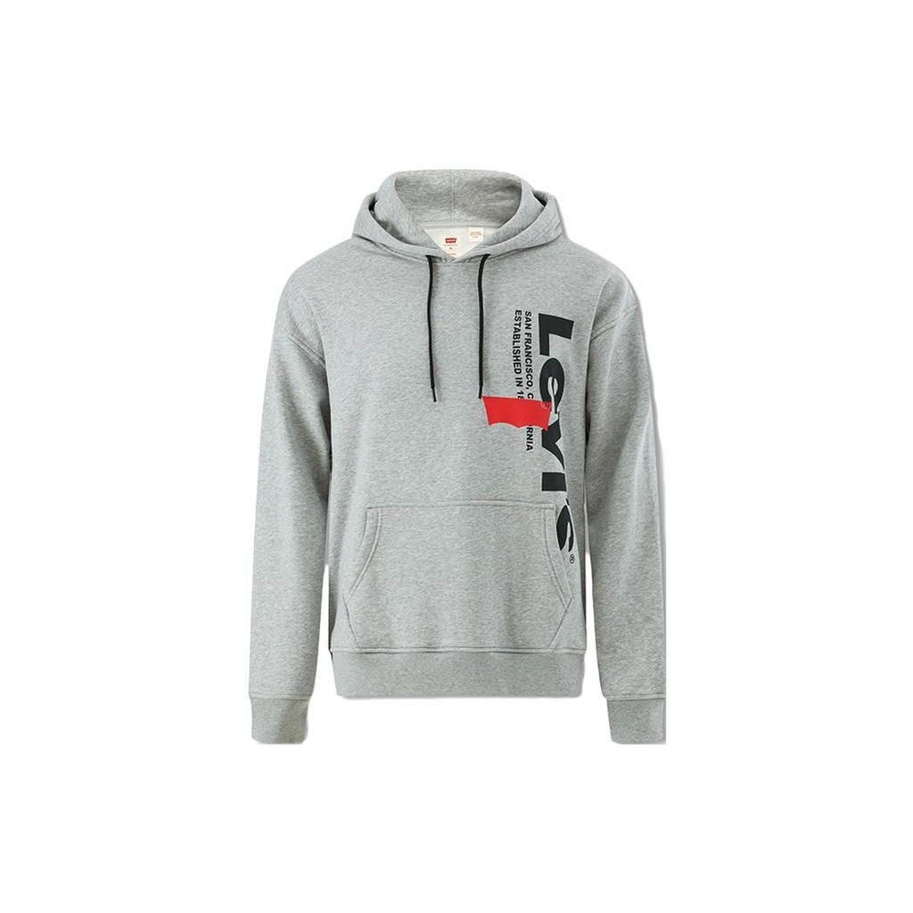 Levis Letter Print Pullover Hoodie Long Sleeve Sweatshirt Men Sweatshirt Gray 38479-0217