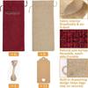 12Pcs Burlap Wine Bags Non-woven Fabric with Heart-shaped Gift Tags Breathable Wine Bottle Packaging Bag