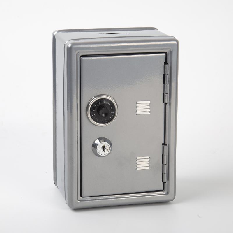 Mini Metal Piggy Bank with Password Combination Lock & Key Portable Small Money Safe for Kids Student Dorm Storage Use