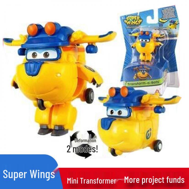 Super Wings 13-Piece Mini Transforming Robot Set: Jett, Big Strong, Jin, and Mighty Little Wing Toys
