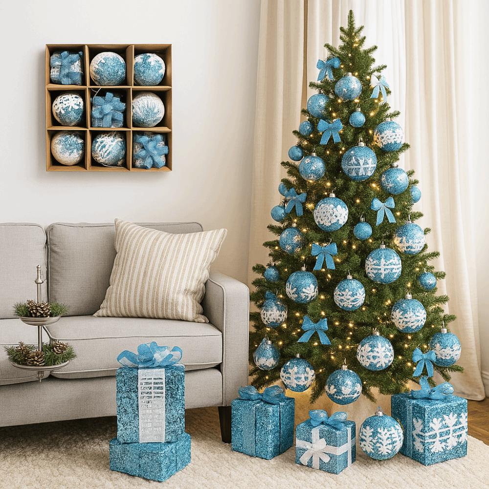 Shatterproof Christmas Baubles Glitter Christmas Tree Topper Xmas Tree Hanging Ball  Holiday Party