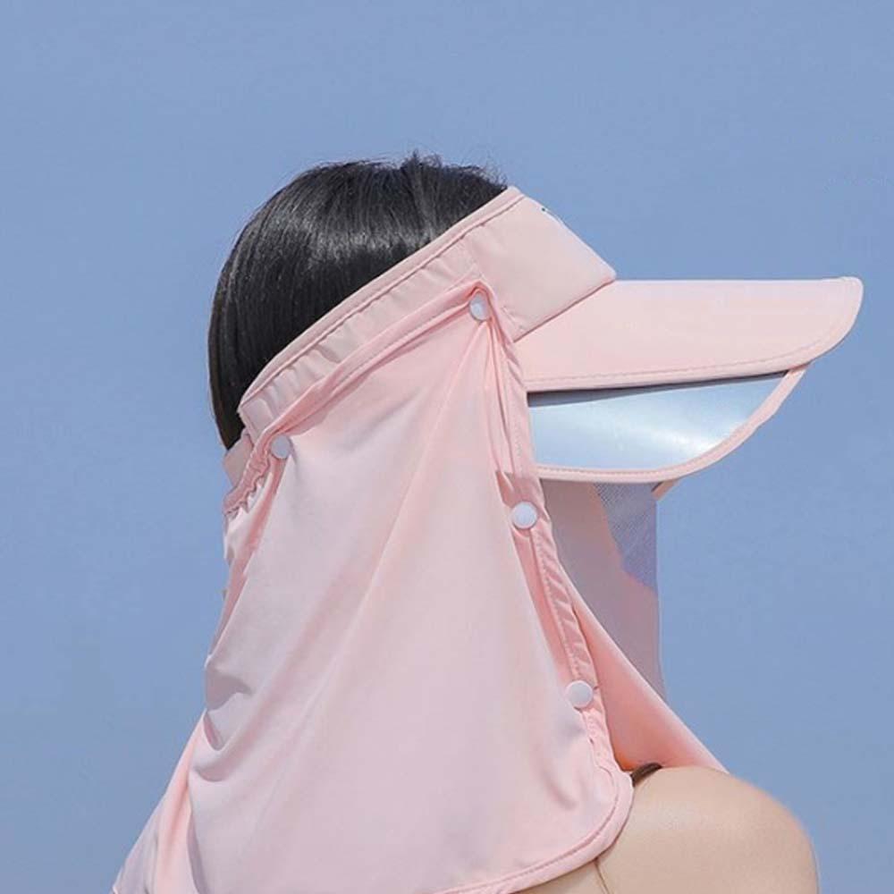 Solid Color Ice Silk Visor Cap Detachable Neck Protection Hat Top Air Cap Anti-UV Sun Visor  Spring