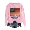 Women's Fashion Round Neck Pullover Top Long Sleeve Tee Printed Sweatshirt