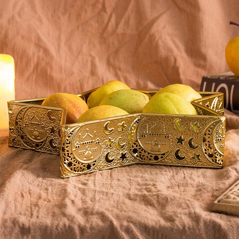 Snack Ramadan Tray Ramadan Star And Moon Fruit Platter Eid Al-Fitr Snack Dishes Storage Box Muslim Eid Table Decor