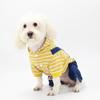 College-Stil Herbst- und Winter-Haustierkleidung gestreiftes Denim Hunde-Vierbeiner Teddy Corgi Träger-Einteiler