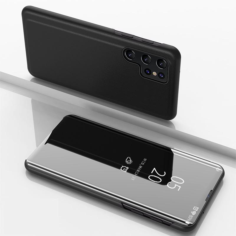 360° Full Cover Protect Mirror Flip Leather Phone Case for Samsung Galaxy S26 Ultra Pro S25 Edge Plus Kickstand Shockproof Cover