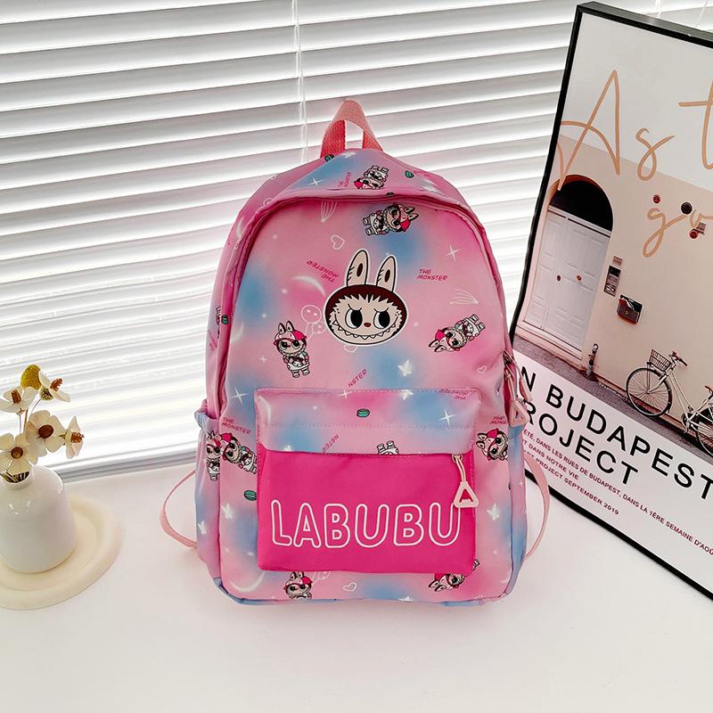 School Bag Backpack New Large-capacity Cartoon Cute Rabub Printing Lightweight Burden Reduction Spine Bag