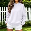 Women's Color Round Neck Long Sleeve Loose Fit Pullover Sweatshirt for Casual Everyday Wear
