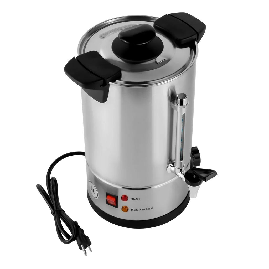 Commercial Coffee Urn Tea Maker Hot Water Beverage Dispenser, 8L Large Stainless Steel Percolate Coffee Maker Hot Water Urn