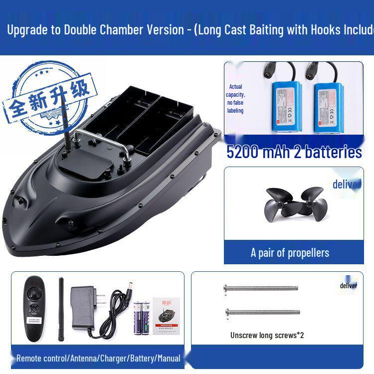 Smart 600m Remote Control High-Power Bait Boat with Constant Speed Cruise & Auto Unhooking Function for Fishing.