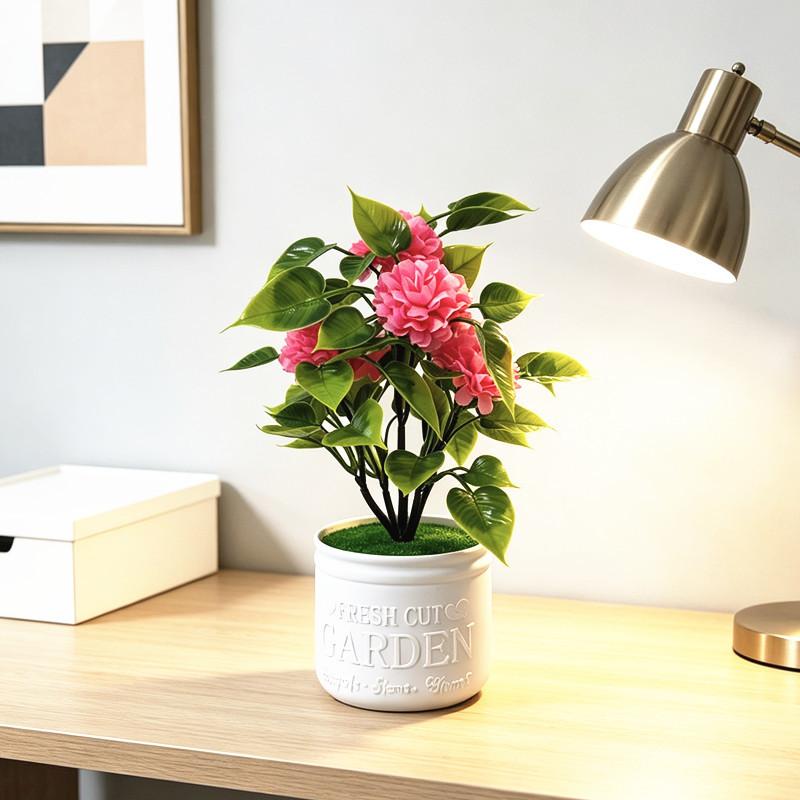 Chrysanthemum Artificial Flower Pot With Plastic And Silk Material For Home Decor And Wedding Use