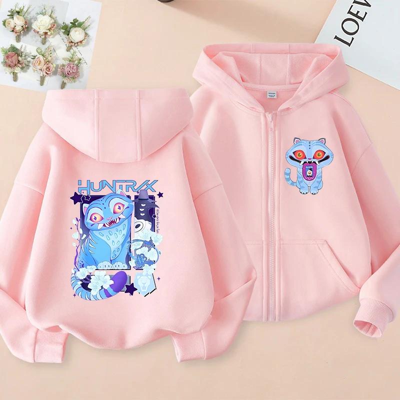 Children's Zippered Sweatshirt Tiger Kpop Devil Hunter Hoodie Children's Clothing Girls Boys Autumn Sweatshirt Zippered Hoodie