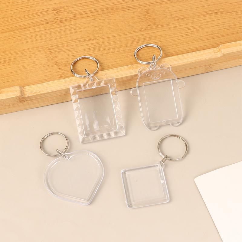 5Pcs Clear Bear Acrylic Blank Photo Frame Keychain Insert Photo Picture Frame Key Holder Diy Picture Frame Keyring Bag Pendant