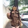 Women's Autumn Winter 2025 Retro Coffee Wool Coat - New Design, Tie-Up, Casual Loose Fit, Versatile Overcoat