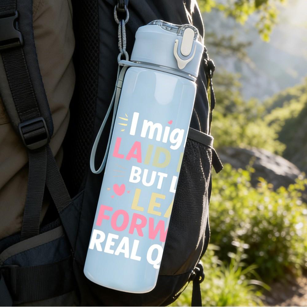 1PC Laid Back Lean Forward Floral 750ml Color Plastic Sports Water Bottle Leakproof Flip Straw Lid Suitable for Sports Office Home Use