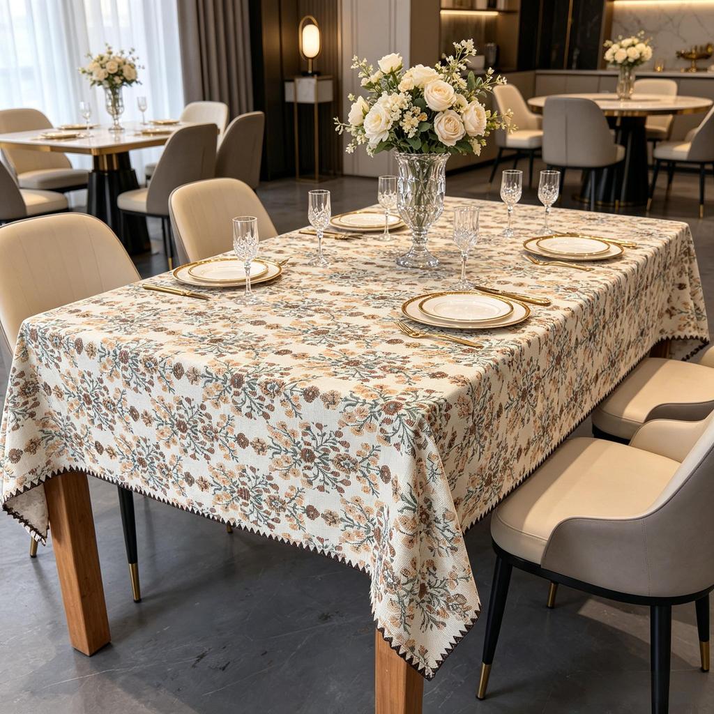 Dining Kitchen Party Decor Simple Design Cotton Linen Rectangle Soft Washable Table Cloth