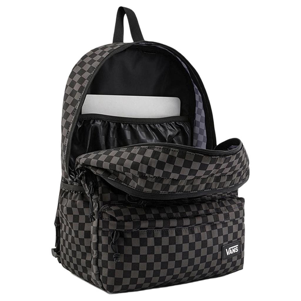 Vans Large Capacity Travel Commuter Polyester Backpack Regular Women backpack Black Checkered VN000GP1DWU