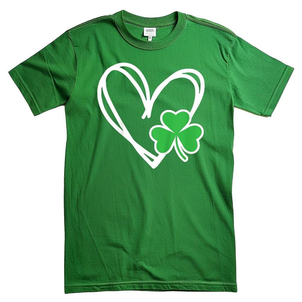 Love Heart Shamrock St Patrick's Day T-shirt For Men and Women Shirt Top