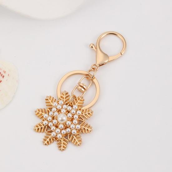 Keychain Pendant Sparkling Rhinestones Inlaid Snowflake Design Key Holder with Lobster Clasp Backpacks Car Accessory