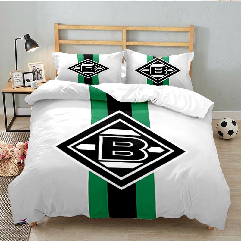 3PCS Green Black Borussia Bedding set,Ideal For1pc Duvet Cover And 2pcs Pillowcases Perfect for Christmas gift,Ideal for Bedroom, Dormitory