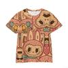 2025 New Trendy Animation Labubu Cartoon 3D Printing Comfortable Loose Round Neck Short Sleeve T-shirt