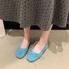 2025 spring and summer new French shallow mouth single shoes women's Korean version gentle soft sole Doudou shoes square head flat sole grandma shoe