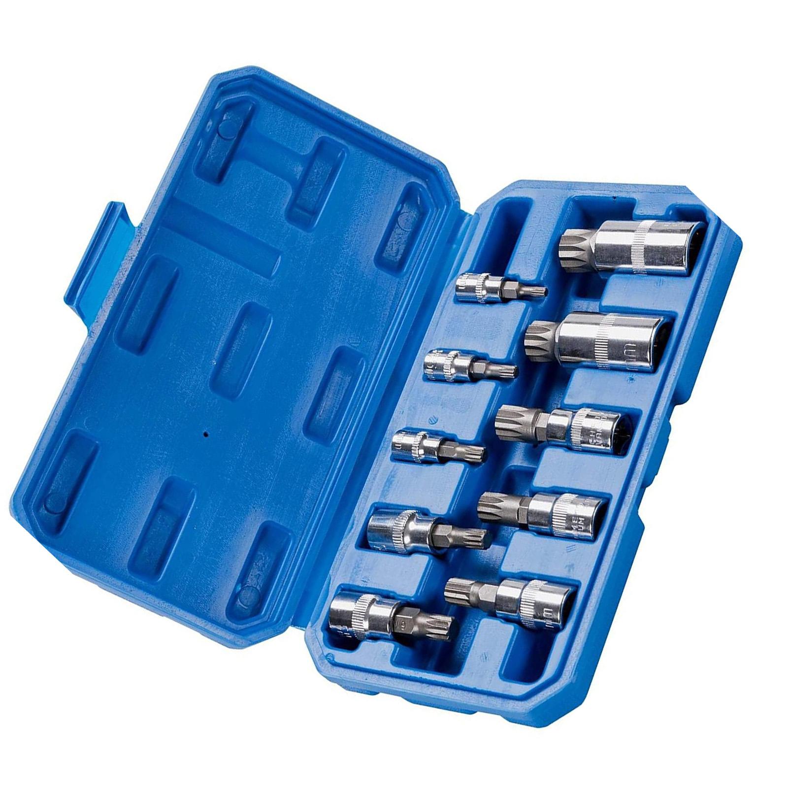 

Spline Tip Bit Socket & XZN Triple Square Spline Bit Socket Set 1/2 & 3/8 & 1/4 Drive 10Pcs 12 Point Tamper Proof
