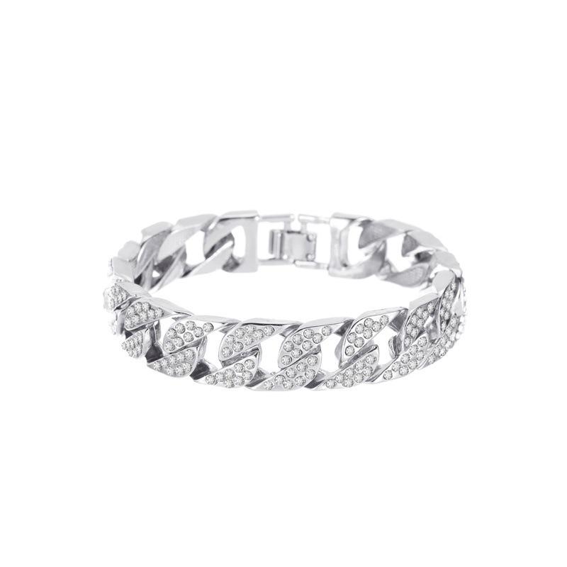 

Кубинский браслет с инкрустацией бриллиантами: Европейский и американский ретро хип-хоп стиль, ювелирные изделия для пар с полными бриллиантами