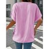 Spring and Summer Women's Fashion Casual Solid Color Button V-neck T-shirt for Women