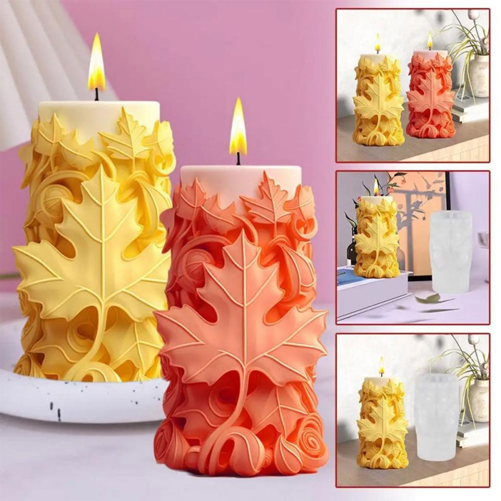 Embossed Candle Molds for Making Candle Soap Cylinder Candle Silicones Molds for Making Candle Christmas Decorations