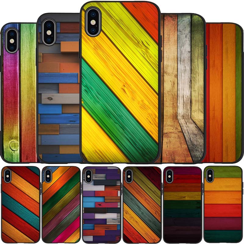 

Colorful planks black Silicone Phone Case For iPhone 12 XR XS Max 5 5S SE 2020 6 6S 7 8 PLUS X 11Pro Max11 Cover Shell iPhone 5 5S SE