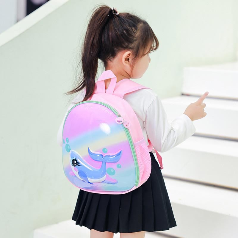 Adorable Cartoon Dolphin Preschool Backpack Lightweight For Boys And Girls Ages 3 To 6