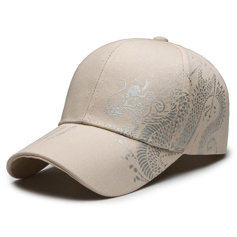 1Pcs Cotton Baseball Cap With Chinese Dragon Print Adjustable Strap Multiple Colors For Daily Wear Outdoor Sports Hiking
