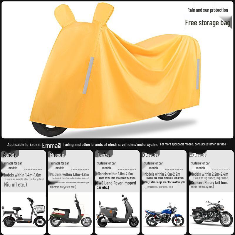 Thickened Electric Vehicle Rain & Dust Cover: Windproof, Rainproof, Sunscreen for E-Bikes & Motorcycles S