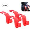 Amooca Car Seat Headrest Hook 4 Pack Hanger Storage Organizer Universal For Handbag Purse Coat Universal Fit Vehicle Car S Type Red