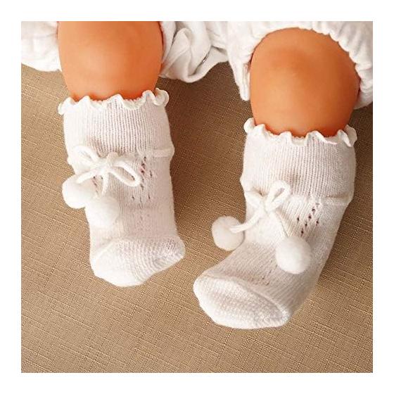 [nagasawako] Newborn Socks with Laces That Stay In Place, 8 Cm, 2 Pairs of Baby Socks, Made In Japan