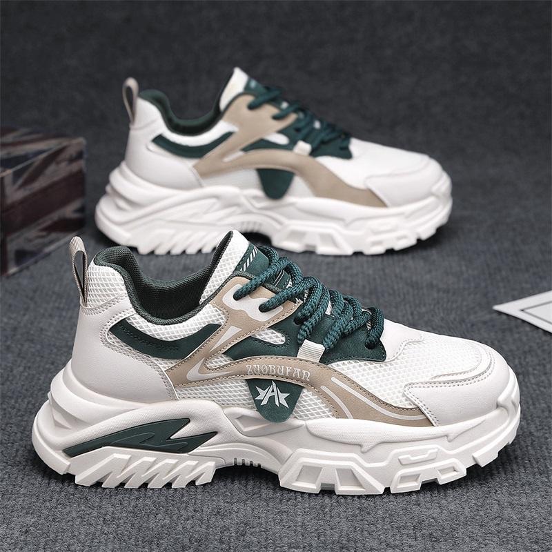 BY spring new mesh platform casual men's shoes dad shoes, white card, white green
