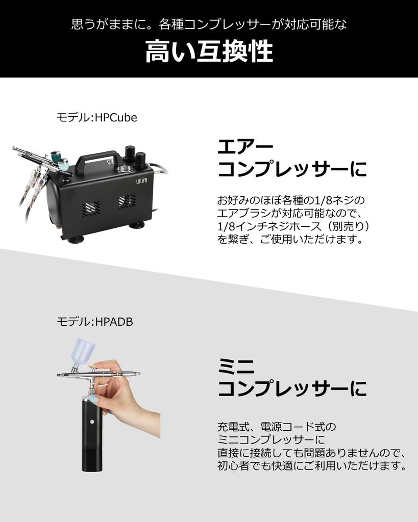 Urlife Airbrush Double Action Handpiece 3mm Diameter 5cc 20cc 40cc 3 Types of Cup Set Airbrush Japanese Instruction Manual Included Painting Figures