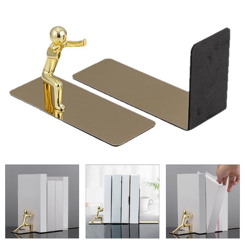 Multifunctional Book End Metal Book Stoppers Desk Bookshelf Practical Book Holders Shelf Decorative Bookends for Office