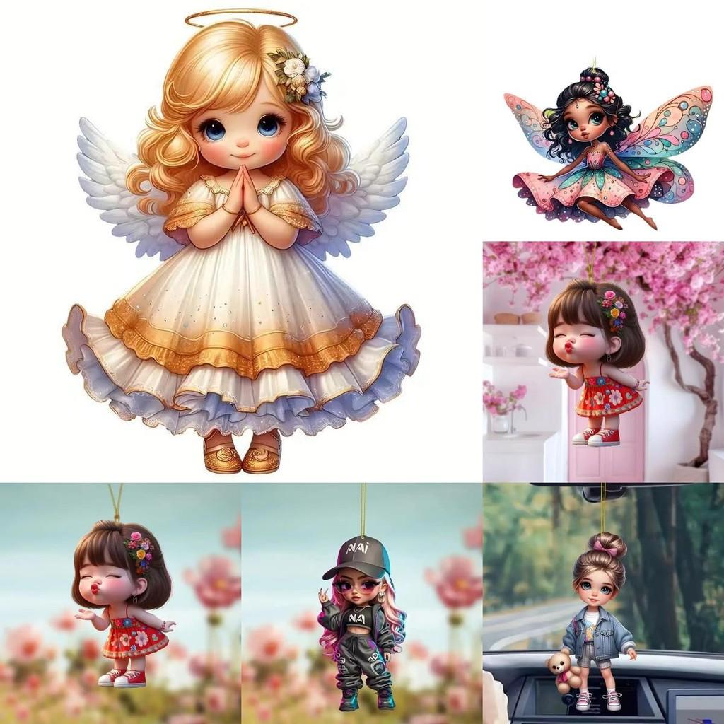Car Acrylic Mirror Decoration Girl Series Car Interior Accessory Style Cartoon