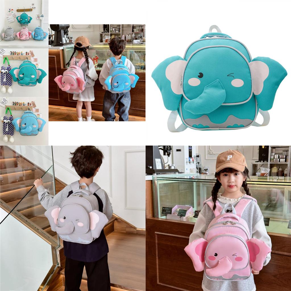 Cute Lightweight Elephant Children's Backpack For Boys And Girls Ages 3 To 6 In Blue Grey Pink And Green