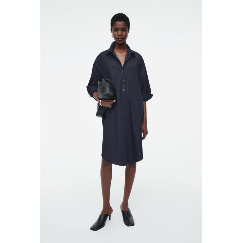

Cos Japan Oversized Drape Shirt Dress navy/XS