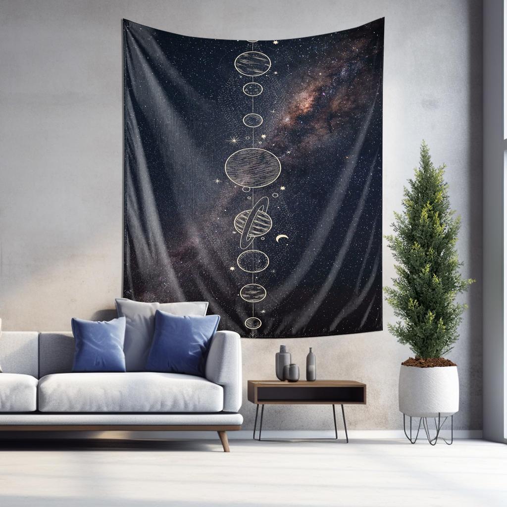 Starry Dream Wall Hanging Cosmic Planet Theme Decorative Hanging Cloth Tapestry