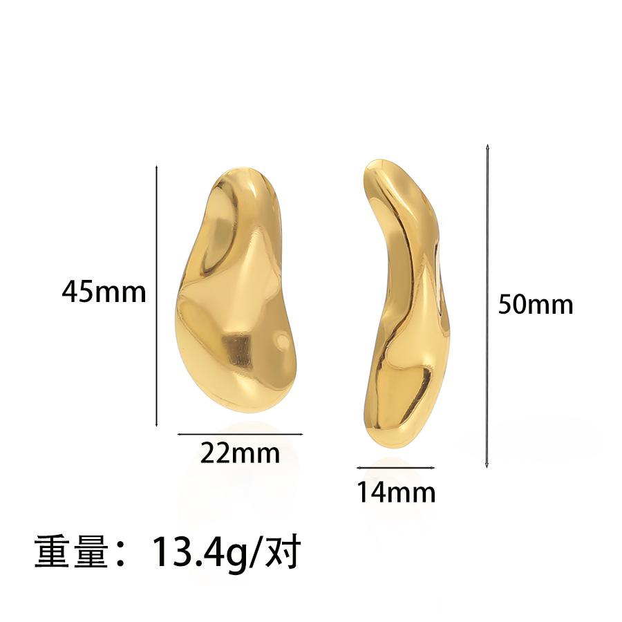 European and American stainless steel exaggerated asymmetric earrings niche high-end ins style fashion earrings titanium steel earrings Ready to ship золотой